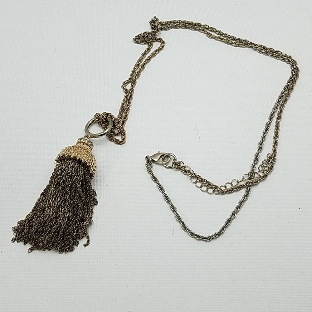 Antique Vintage Gold Tone Tassel Necklace 32" Vintage Piece